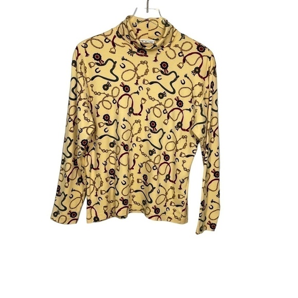 Talbots Mustard Equine Style Turtleneck 100% Cotton Top Sz M - Picture 1 of 7